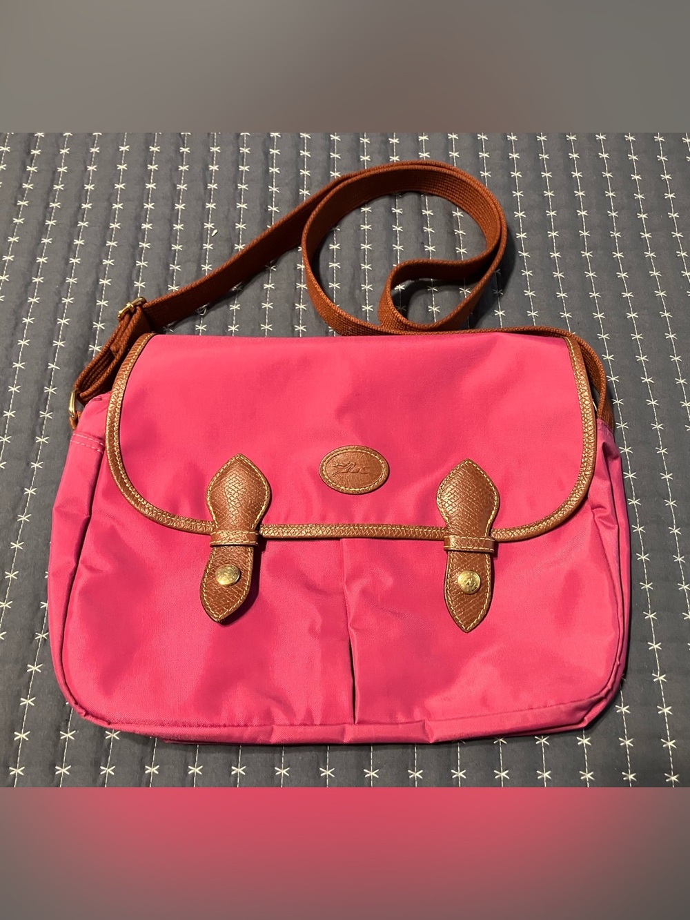 Longchamp Pink French Nylon Messenger Bag